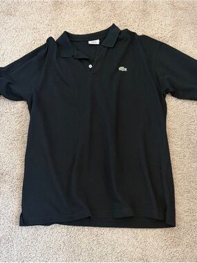 Lacoste Black Polo with Green Crocodile Logo